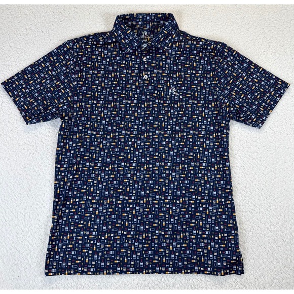 Rhoback Performance Polo Shirt Navy Blue Cocktail Mens Medium
